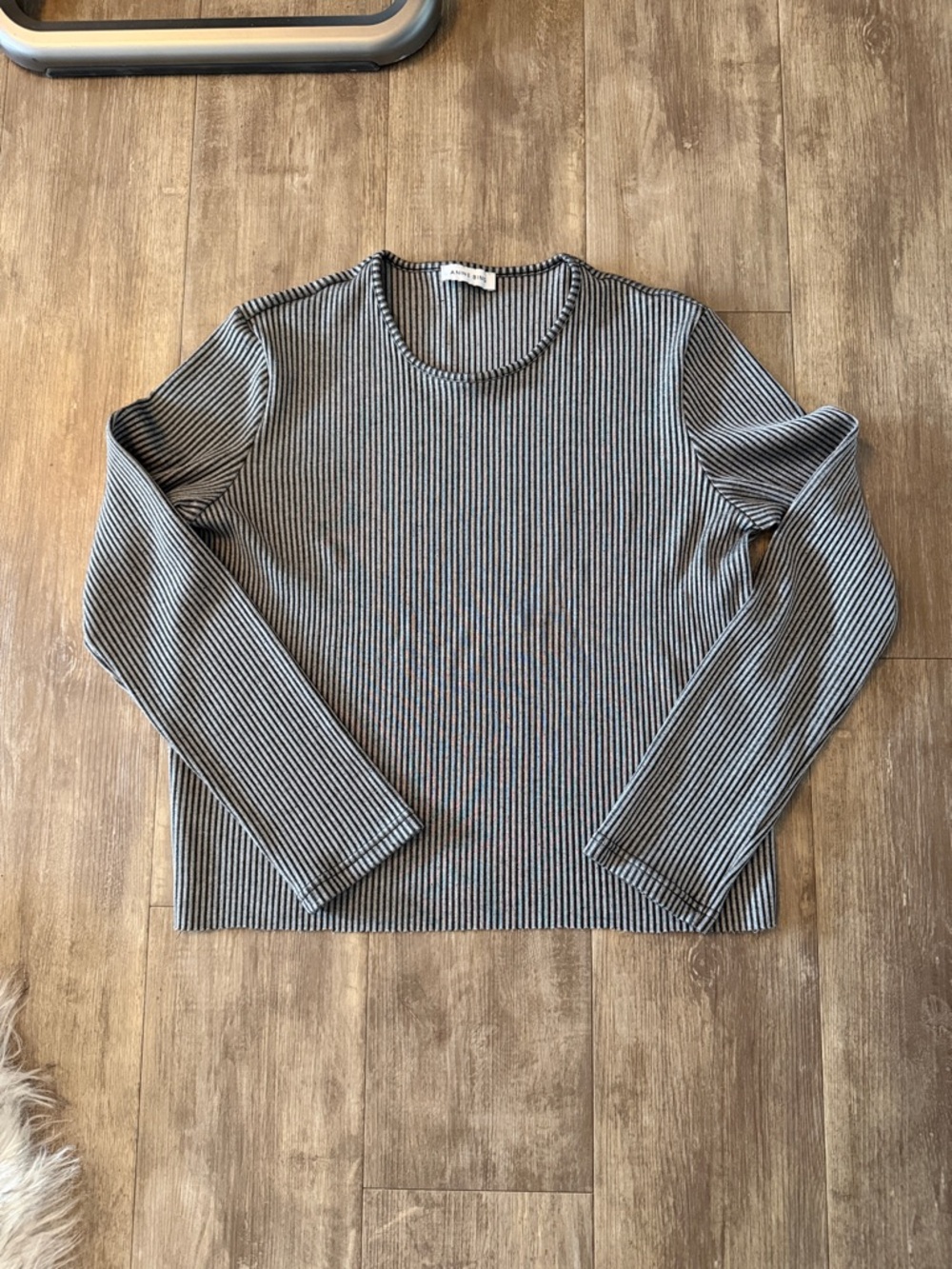 Anine Bing Black and silver Striped Ribbed long sleeve